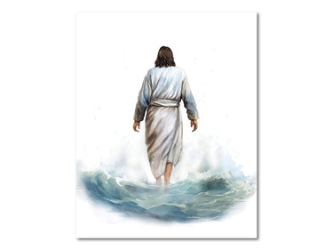 Jesus walks on water Digital download printable art #2